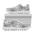Zentangle Floral Pattern Print White Running Shoes