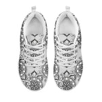 Zentangle Floral Pattern Print White Sneakers