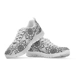 Zentangle Floral Pattern Print White Sneakers
