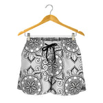 Zentangle Floral Pattern Print Women's Shorts