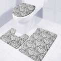 Zentangle Flower Pattern Print 3 Piece Bath Mat Set