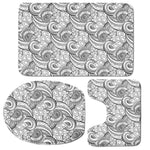 Zentangle Flower Pattern Print 3 Piece Bath Mat Set