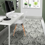 Zentangle Flower Pattern Print Area Rug