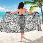 Zentangle Flower Pattern Print Beach Sarong Wrap