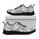 Zentangle Flower Pattern Print Black Sneakers