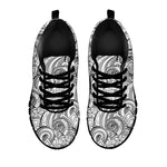 Zentangle Flower Pattern Print Black Sneakers