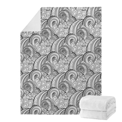 Zentangle Flower Pattern Print Blanket