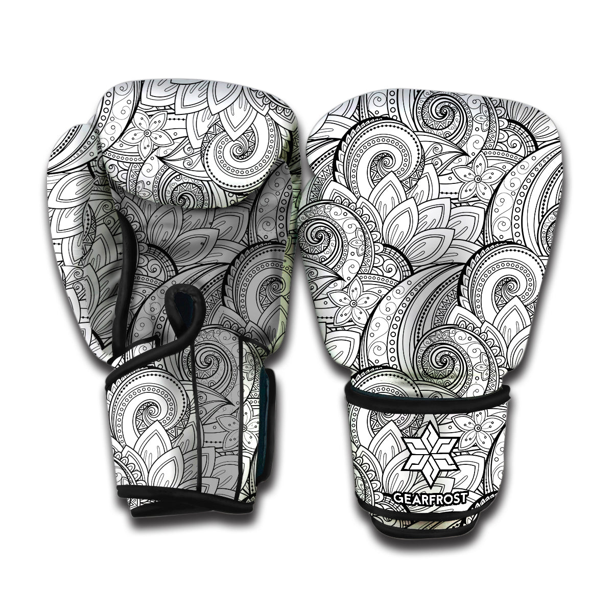 Zentangle Flower Pattern Print Boxing Gloves