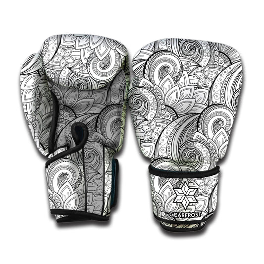 Zentangle Flower Pattern Print Boxing Gloves