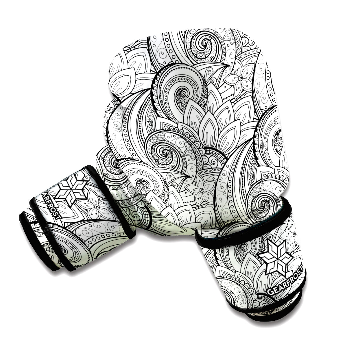 Zentangle Flower Pattern Print Boxing Gloves