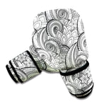 Zentangle Flower Pattern Print Boxing Gloves