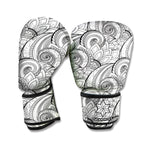 Zentangle Flower Pattern Print Boxing Gloves