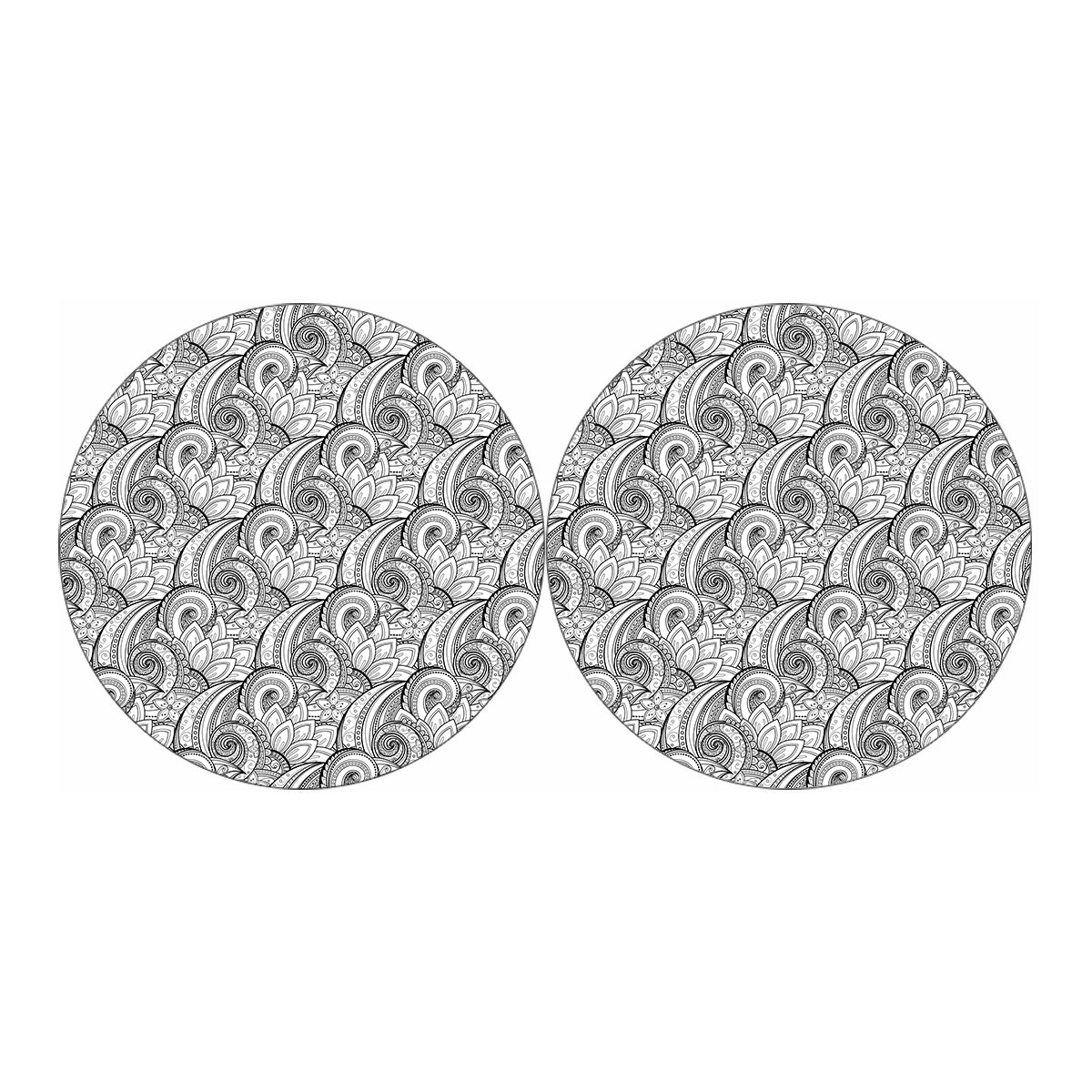 Zentangle Flower Pattern Print Car Coasters