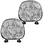 Zentangle Flower Pattern Print Car Headrest Covers