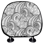 Zentangle Flower Pattern Print Car Headrest Covers