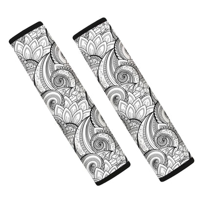 Zentangle Flower Pattern Print Car Seat Belt Covers