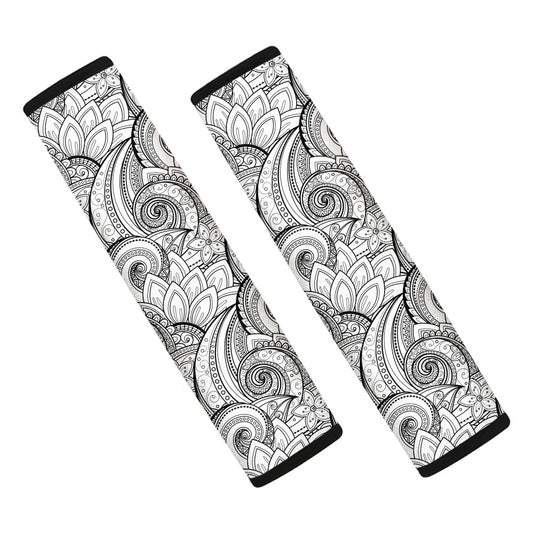 Zentangle Flower Pattern Print Car Seat Belt Covers