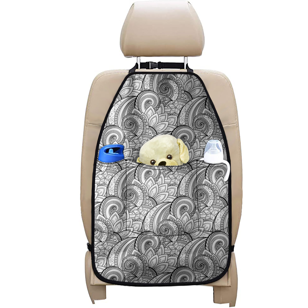 Zentangle Flower Pattern Print Car Seat Organizers