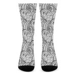 Zentangle Flower Pattern Print Crew Socks