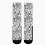 Zentangle Flower Pattern Print Crew Socks