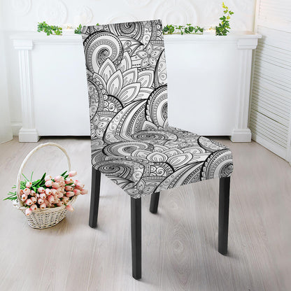 Zentangle Flower Pattern Print Dining Chair Slipcover