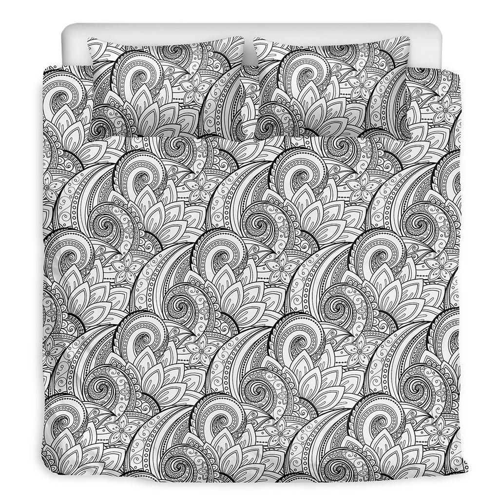 Zentangle Flower Pattern Print Duvet Cover Bedding Set