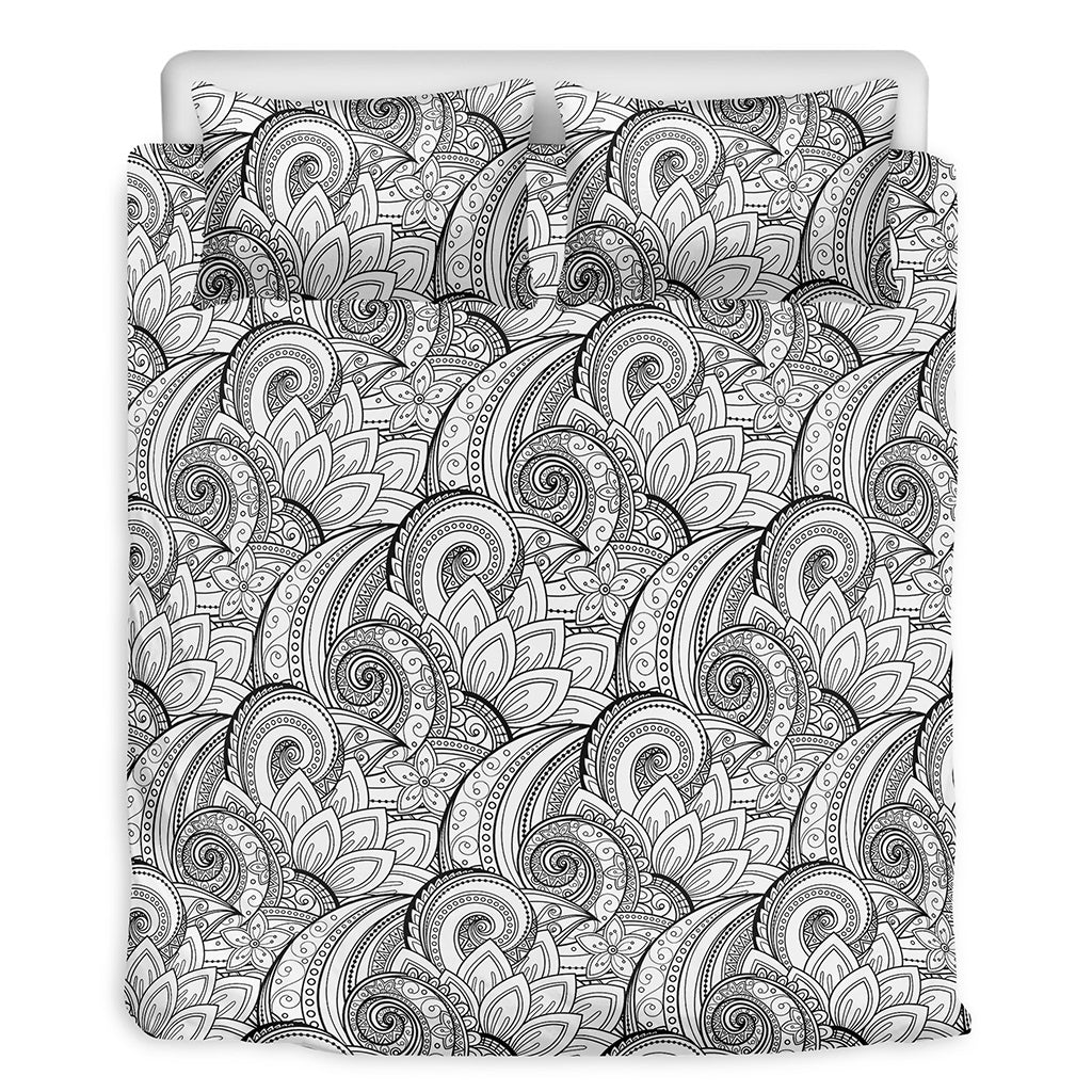 Zentangle Flower Pattern Print Duvet Cover Bedding Set