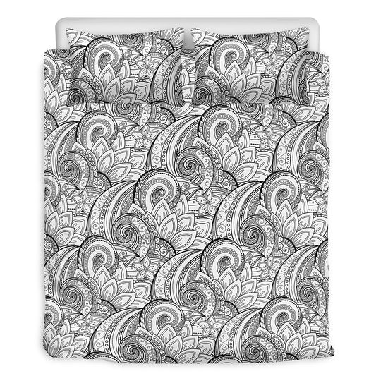 Zentangle Flower Pattern Print Duvet Cover Bedding Set