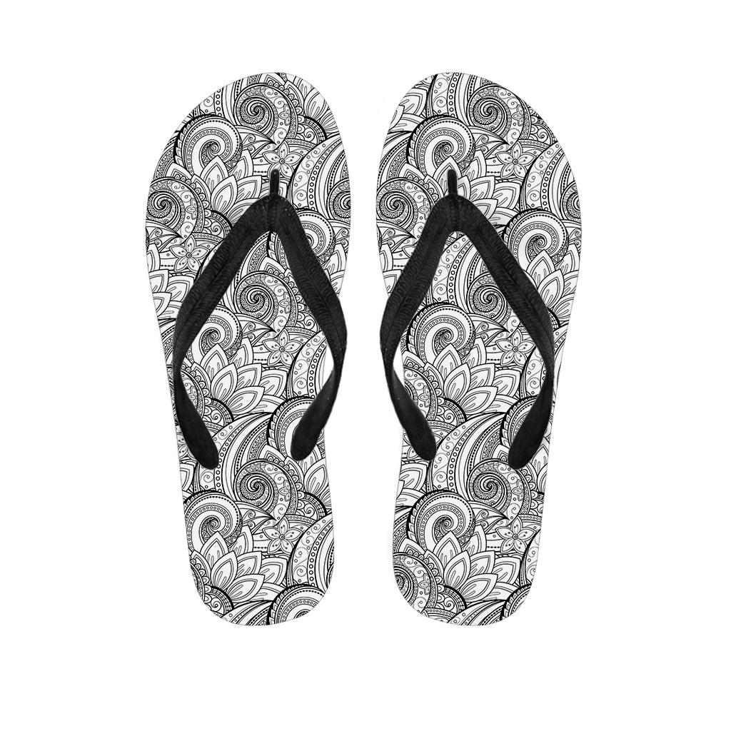 Zentangle Flower Pattern Print Flip Flops