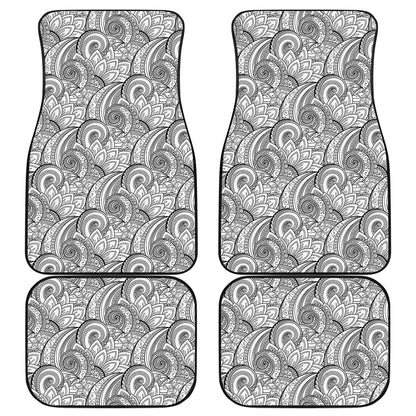 Zentangle Flower Pattern Print Front and Back Car Floor Mats