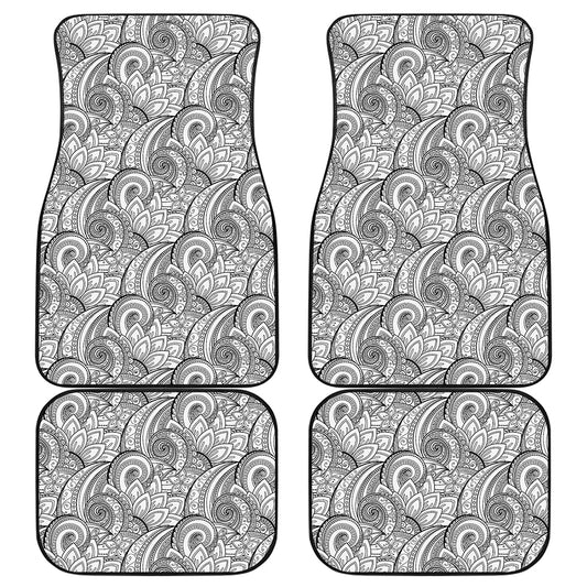 Zentangle Flower Pattern Print Front and Back Car Floor Mats