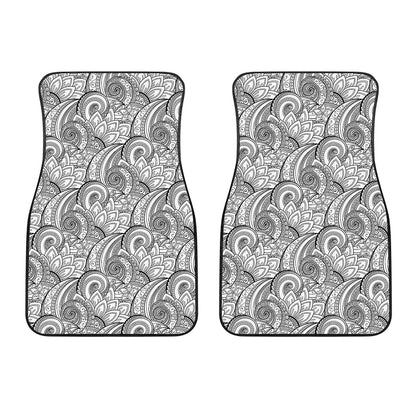 Zentangle Flower Pattern Print Front Car Floor Mats