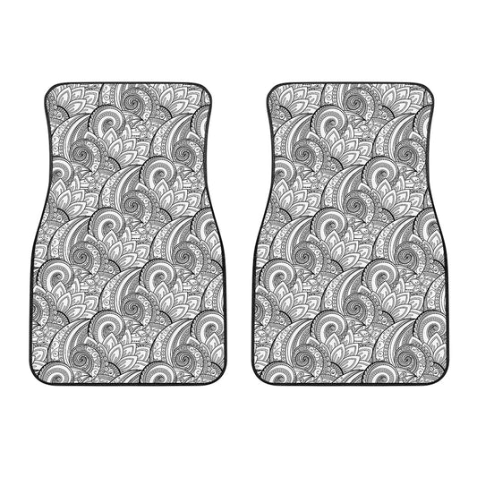 Zentangle Flower Pattern Print Front Car Floor Mats