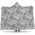 Zentangle Flower Pattern Print Hooded Blanket