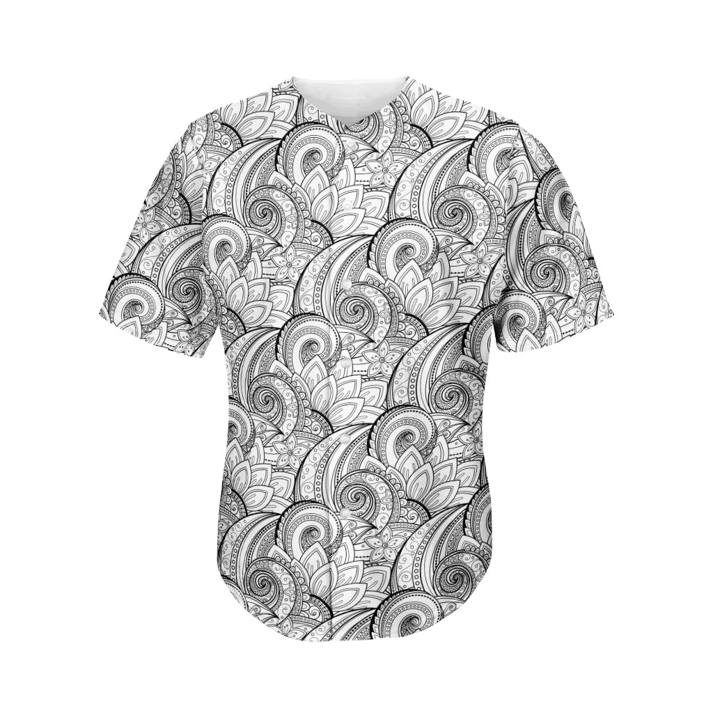 Zentangle Flower Pattern Print Men's Baseball Jersey