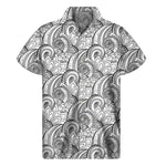 Zentangle Flower Pattern Print Men's Short Sleeve Shirt