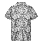 Zentangle Flower Pattern Print Men's Short Sleeve Shirt