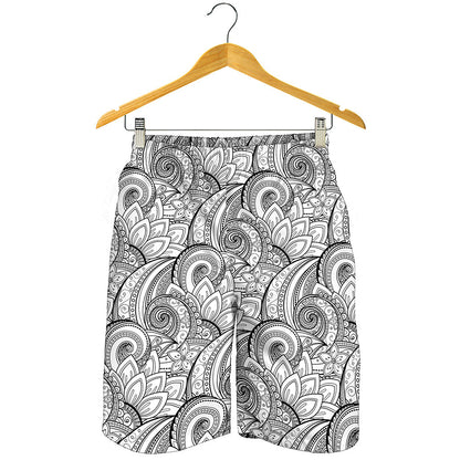 Zentangle Flower Pattern Print Men's Shorts