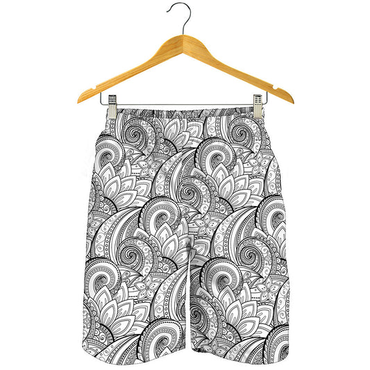 Zentangle Flower Pattern Print Men's Shorts
