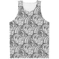 Zentangle Flower Pattern Print Men's Tank Top