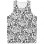 Zentangle Flower Pattern Print Men's Tank Top