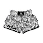 Zentangle Flower Pattern Print Muay Thai Boxing Shorts