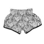Zentangle Flower Pattern Print Muay Thai Boxing Shorts