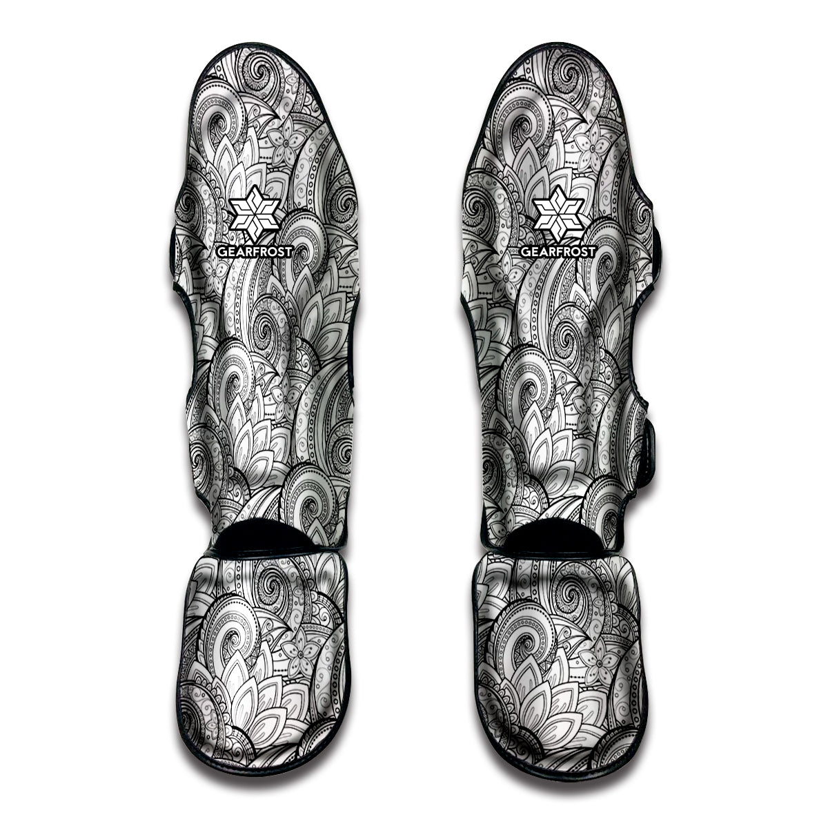 Zentangle Flower Pattern Print Muay Thai Shin Guard