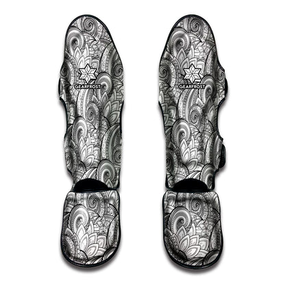 Zentangle Flower Pattern Print Muay Thai Shin Guard