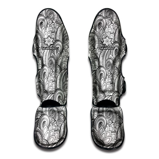 Zentangle Flower Pattern Print Muay Thai Shin Guard