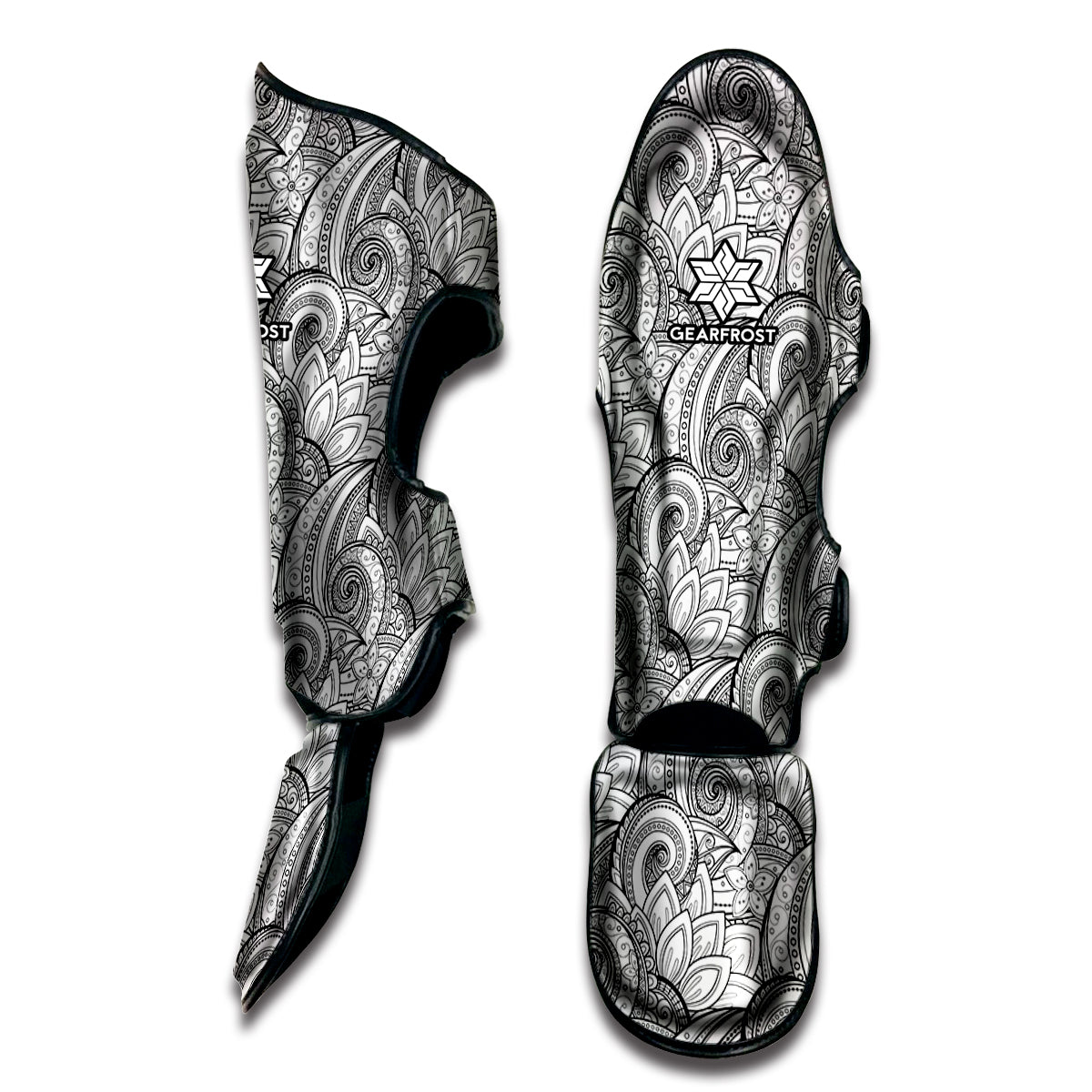 Zentangle Flower Pattern Print Muay Thai Shin Guard