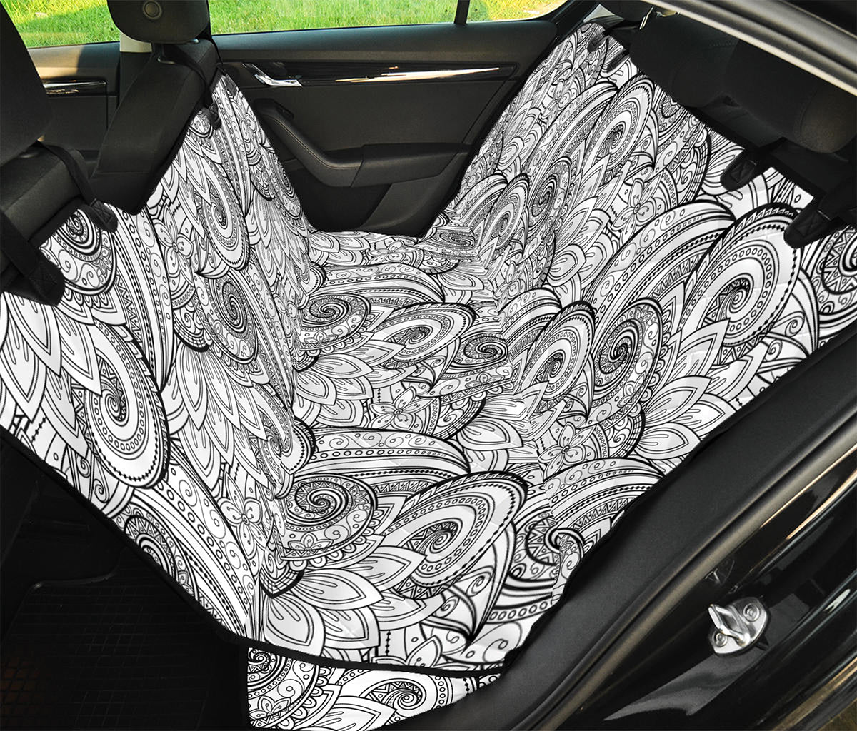 Zentangle Flower Pattern Print Pet Car Back Seat Cover
