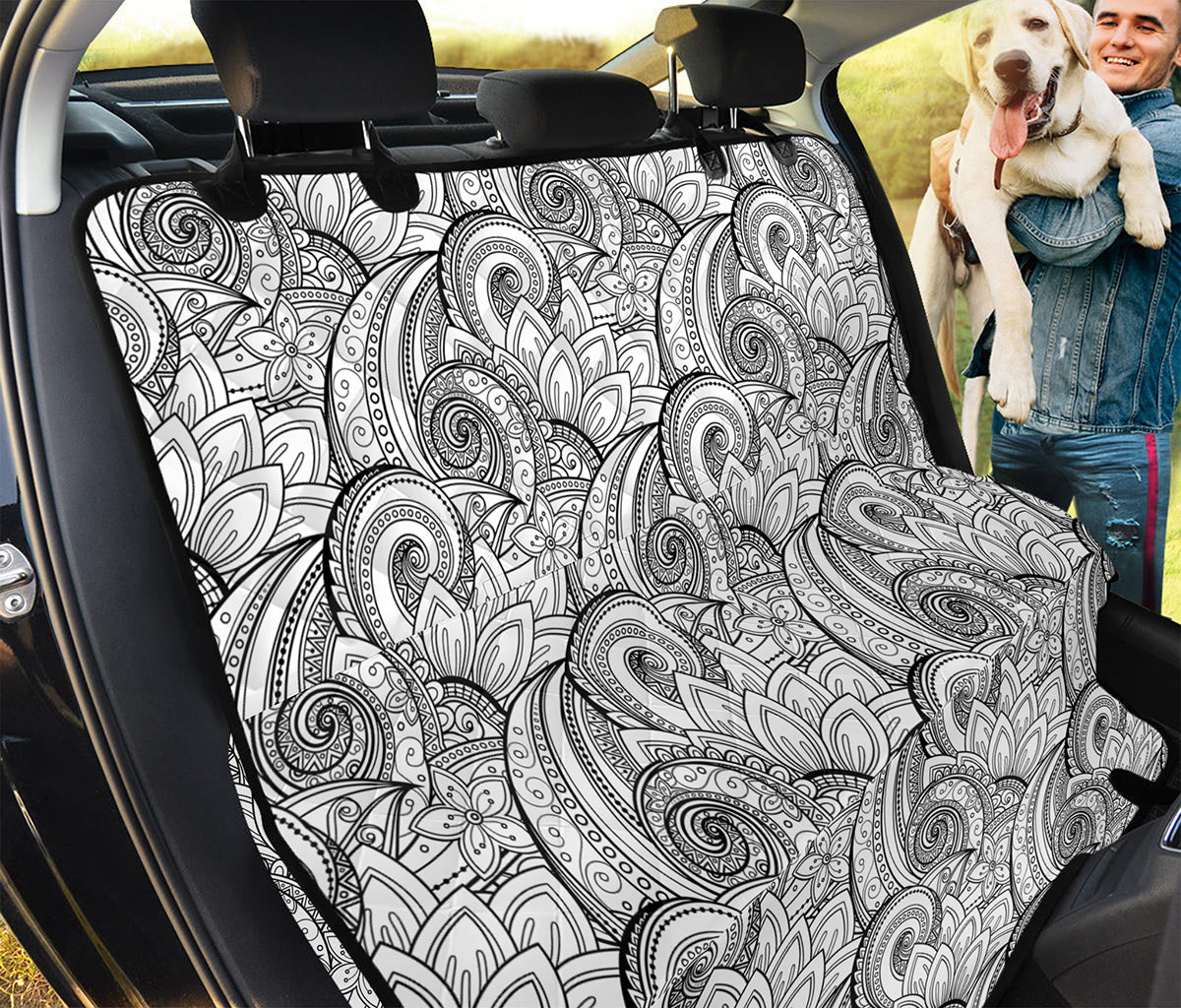Zentangle Flower Pattern Print Pet Car Back Seat Cover