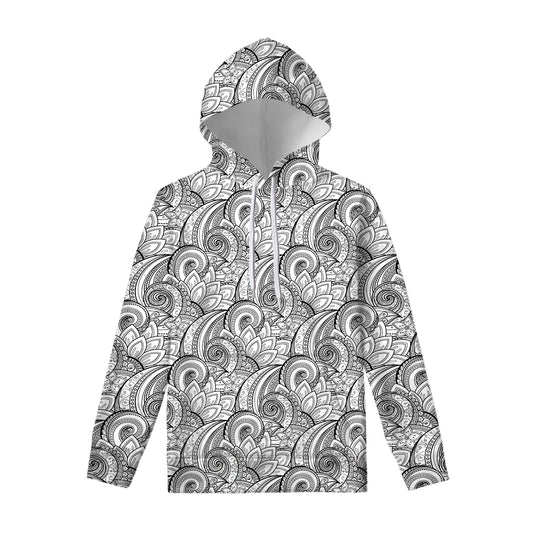 Zentangle Flower Pattern Print Pullover Hoodie